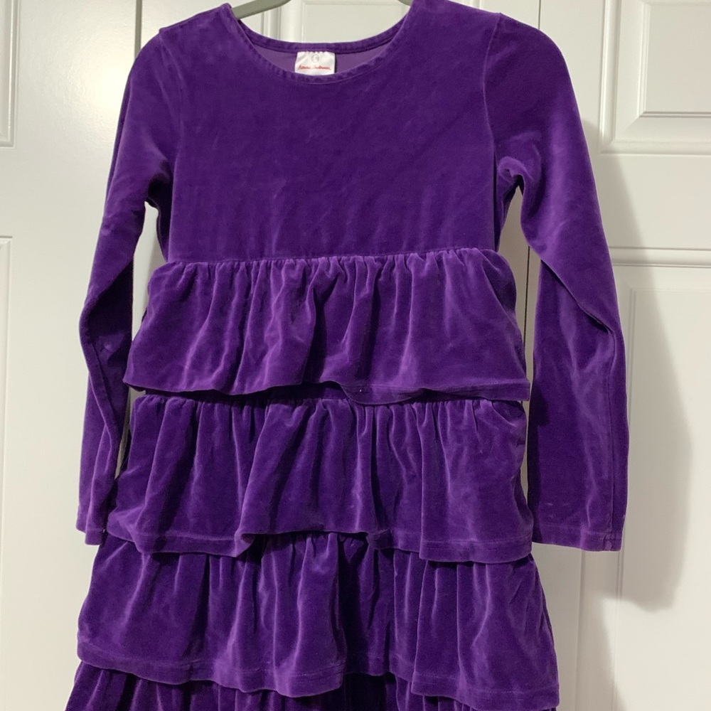Hanna Andersson purple stretch velvet dress size 150